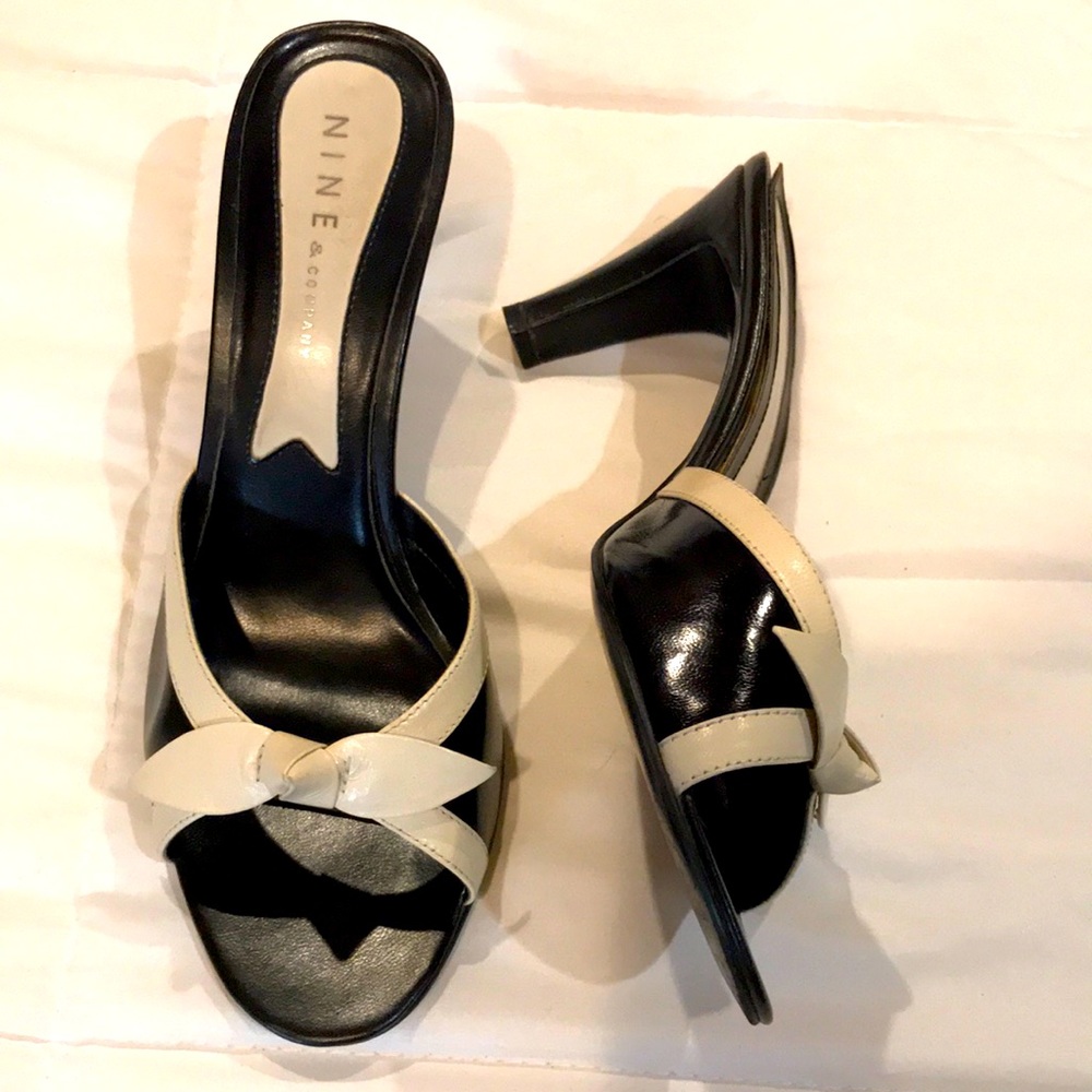 Black/ivory heels. Nine & Company. Size 7 1/2